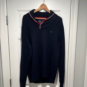 Tommy Hilfiger Men's Dark Blue Shawl Collar Sweater